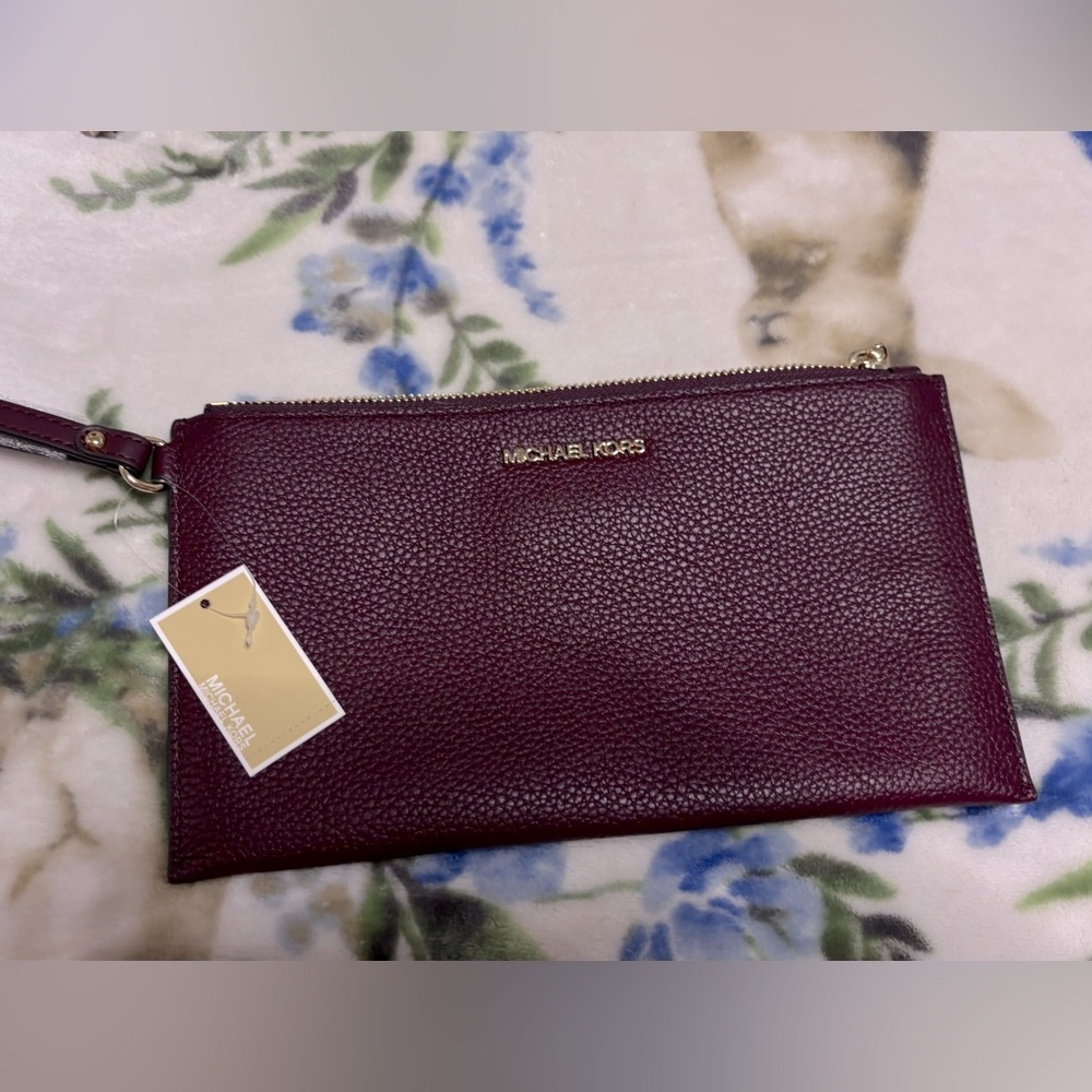 Michael Kors Brown Leather Clutch Wristlet